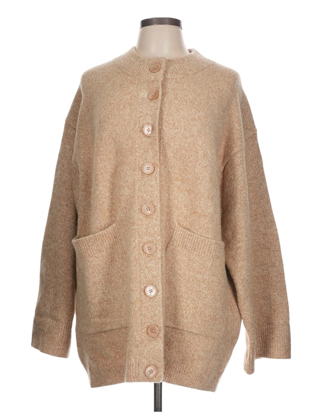 J. Crew Relaxed Milano Stitch Cardigan Large Camel Oversized Alpaca Wool Jacket